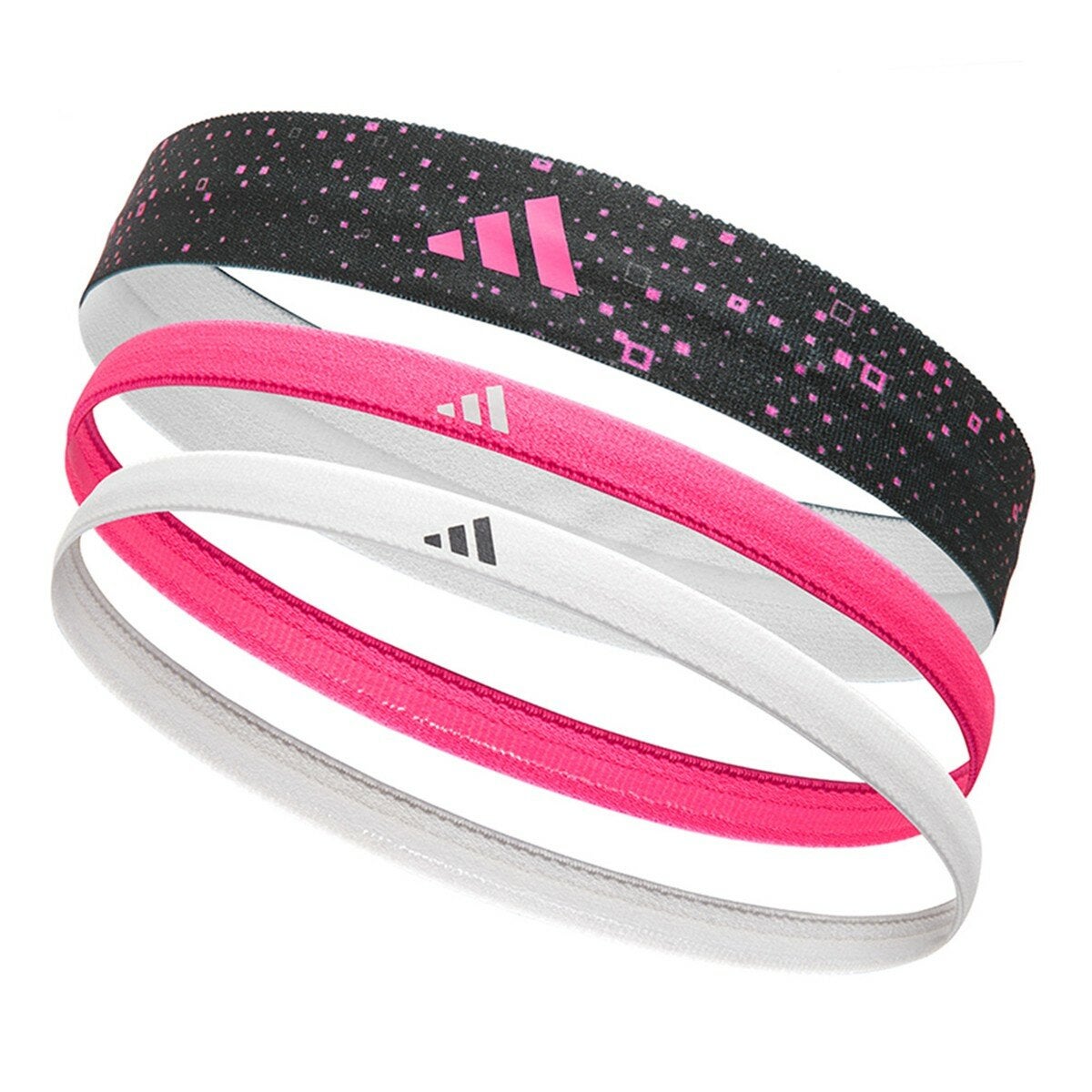 Adidas 止滑運動髮帶組 炫彩黑+夢幻粉+純淨白 Adidas 止滑運動髮帶組 炫彩黑+夢幻粉+純淨白