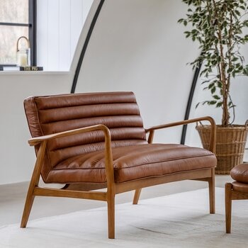Gallery Datsun Brown 雙人座牛皮沙發