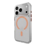 MAGEASY Bright M 不發黃軍規磁吸透明殼 iPhone 17 Pro(珊瑚磁圈) + 鏡頭保護貼Lenz(白色) + Vetro 9H 鋼化玻璃保護膜