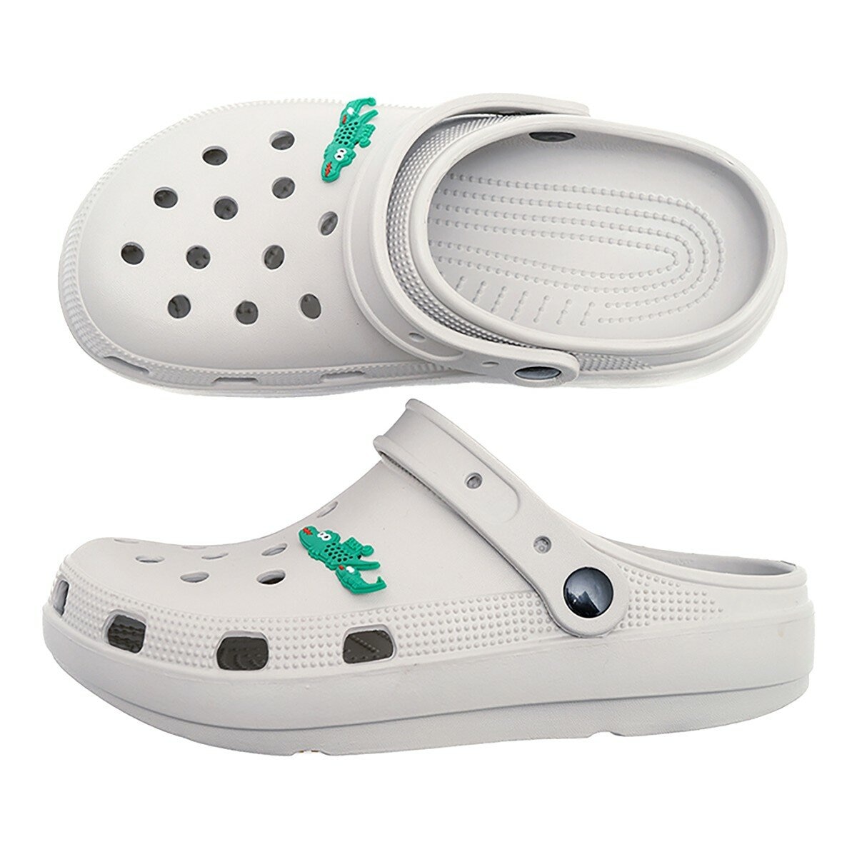 母子鱷魚 兩穿洞洞鞋 淺灰 母子鱷魚 兩穿洞洞鞋 淺灰