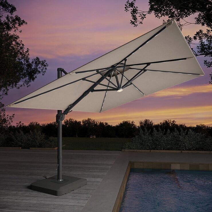ATLeisure 10 呎戶外方形遮陽傘 附傘座 米色