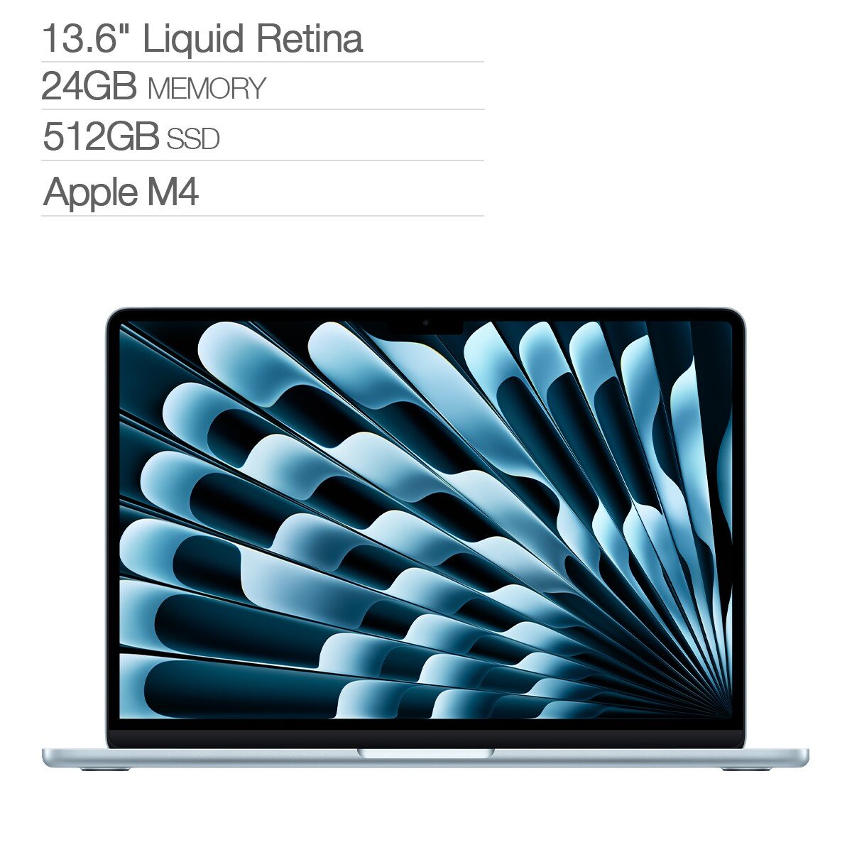 Apple 13吋 MacBook Air 搭配 Apple M4 晶片 10 核心 CPU 10 核心 GPU 24GB 512GB SSD 天藍色