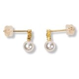Tokyo Pearl 18K黃K金 5.0公釐 - 5.5公釐 Akoya 珍珠鑽石耳環