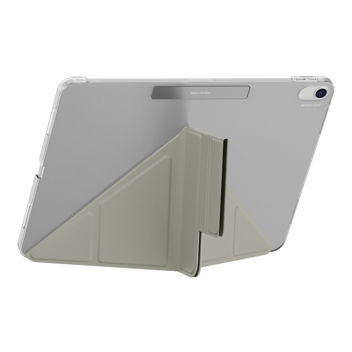 MAGEASY Facet 全方位支架透明背蓋保護套 適用於 2024 iPad Air 13吋 2025 M3 / 2024 M2 星光灰