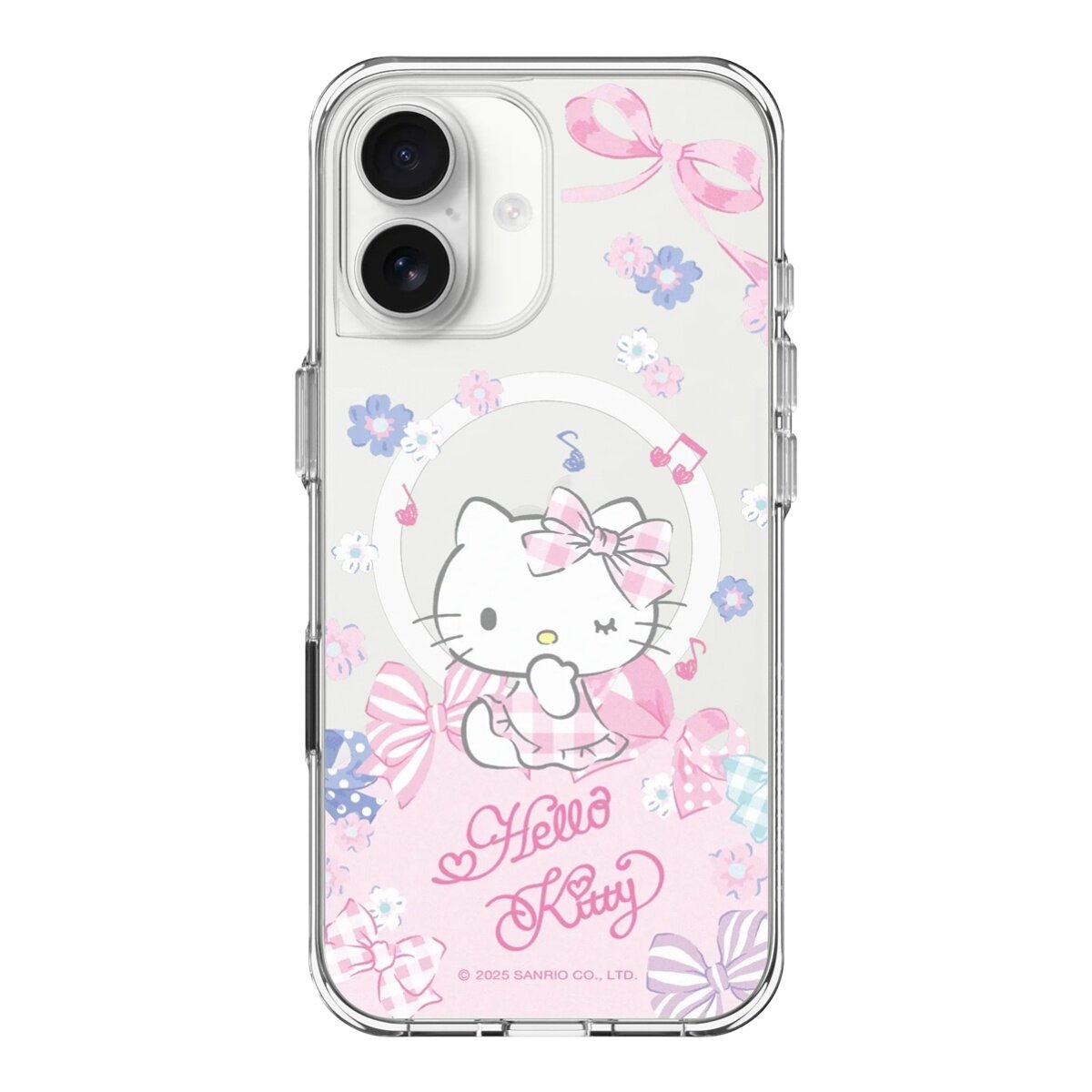 犀牛盾 iPhone 17 Clear (MagSafe兼容) 抗黃化透明防摔手機殼 Hello Kitty 夢幻蝴蝶結 + 9H 抗藍光鋼化玻璃保護貼
