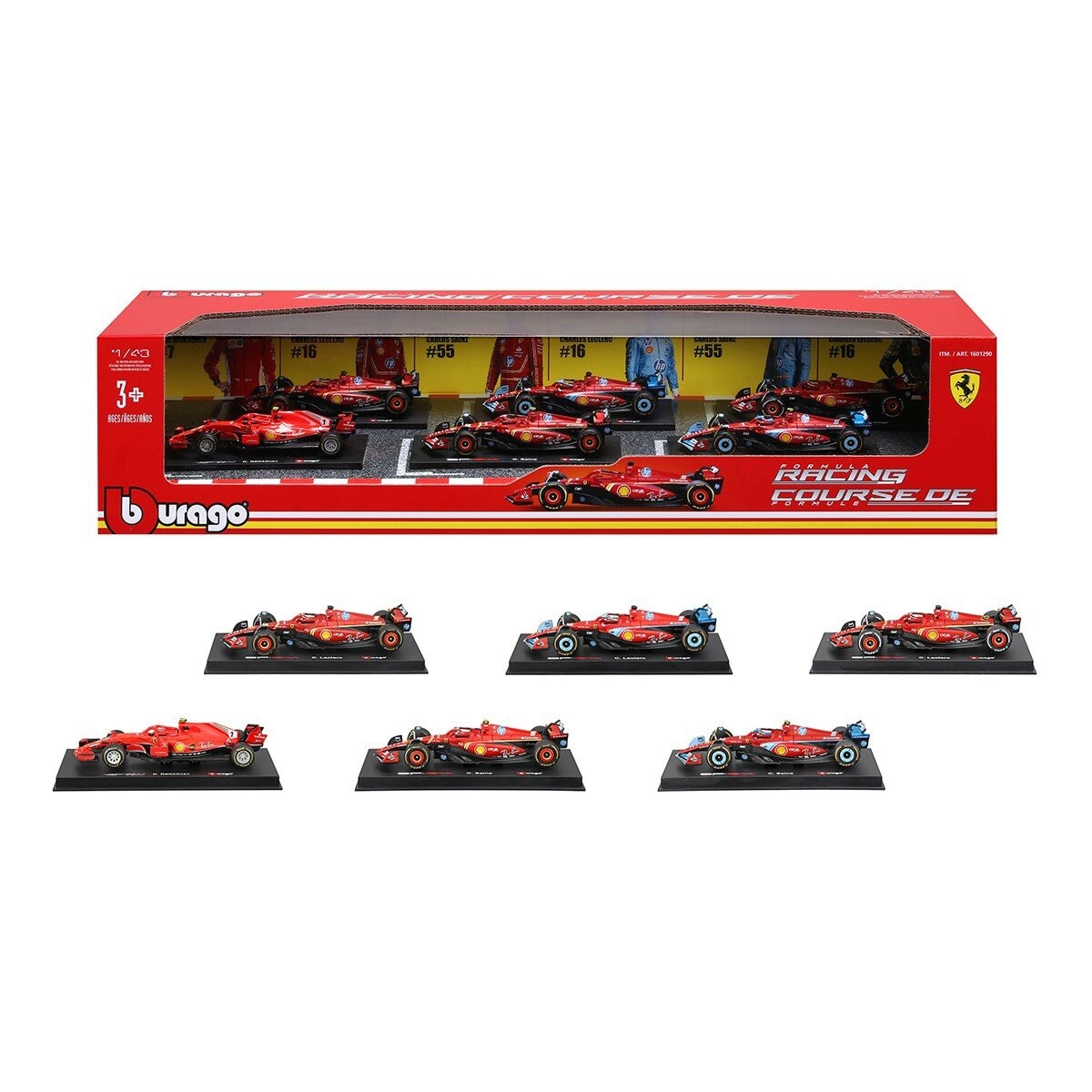 Bộ sưu tập mô hình xe đua F1 tỷ lệ 1:43 của Bburago, gồm 6 chiếc Ferrari / Dành cho trẻ em từ 3 tuổi trở lên