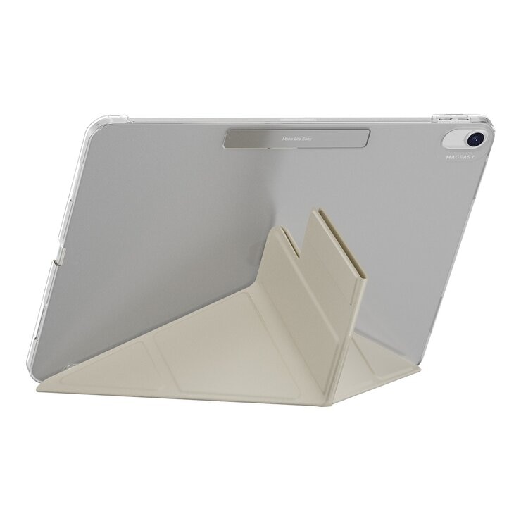 MAGEASY Facet 全方位支架透明背蓋保護套 適用於 2024 iPad Air 13吋 2025 M3 / 2024 M2 星光白