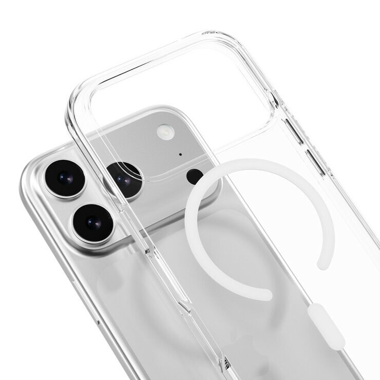 MAGEASY Bright M 不發黃軍規磁吸透明殼 iPhone 17 Pro(白磁圈) + 鏡頭保護貼Lenz鈦合金(鈦白) + Vetro 9H 鋼化玻璃保護膜