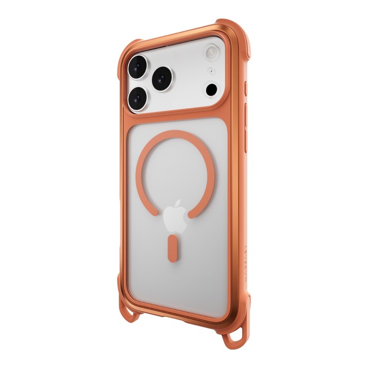 MAGEASY Odyssey Strap M 超軍規防摔掛繩手機殼 iPhone 17 Pro Max(珊瑚/魅力橘) + 鏡頭保護貼Lenz 鈦合金(鈦白) + Vetro 9H 鋼化玻璃保護膜