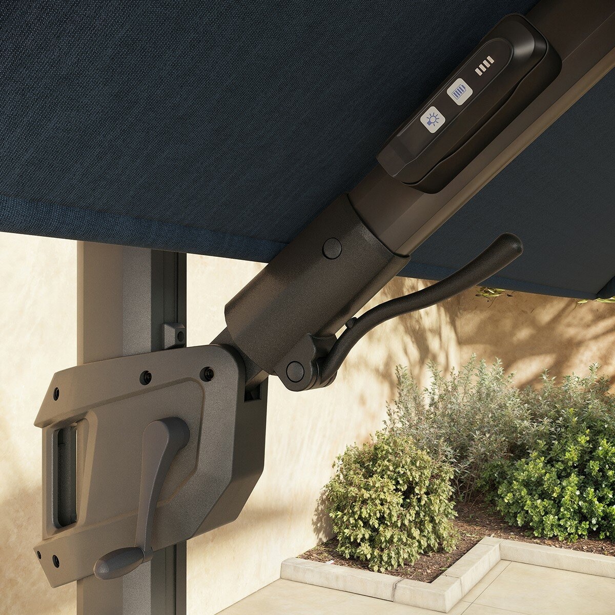 ATLeisure 10 呎戶外方形遮陽傘 附傘座 藍色