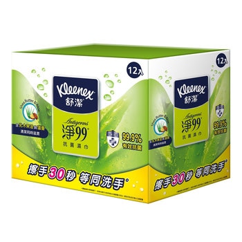 Kleenex 舒潔 淨99抗菌濕紙巾 15張 X 12入 Kleenex 舒潔 淨99抗菌濕紙巾 15張 X 12入