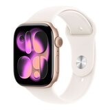 Apple Watch Series 11 GPS 46公釐 玫瑰金色鋁金屬錶殼 附淡胭粉色運動型錶帶 S/M