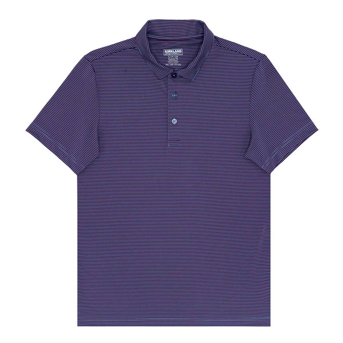 Kirkland Signature 科克蘭 男短袖Polo衫 紫色條紋 XL