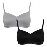 Calvin Klein 女無鋼圈內衣兩入組 黑+灰