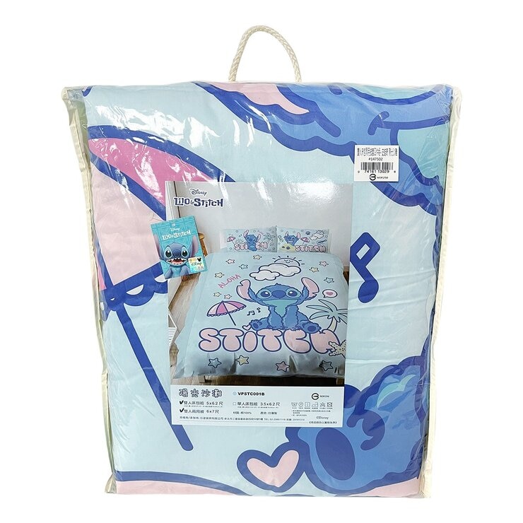 MIT 精梳棉雙人床包 兩用被套 4件組 史迪奇 陽光沙灘