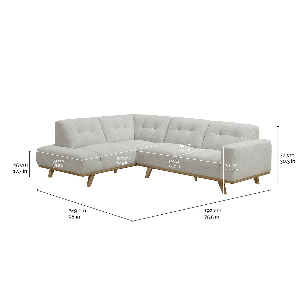 Aiden & Ivy 布面L型沙發