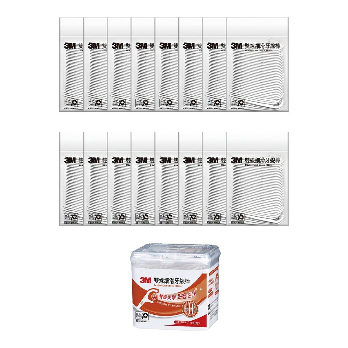 3M 雙線牙線棒組合包 950支