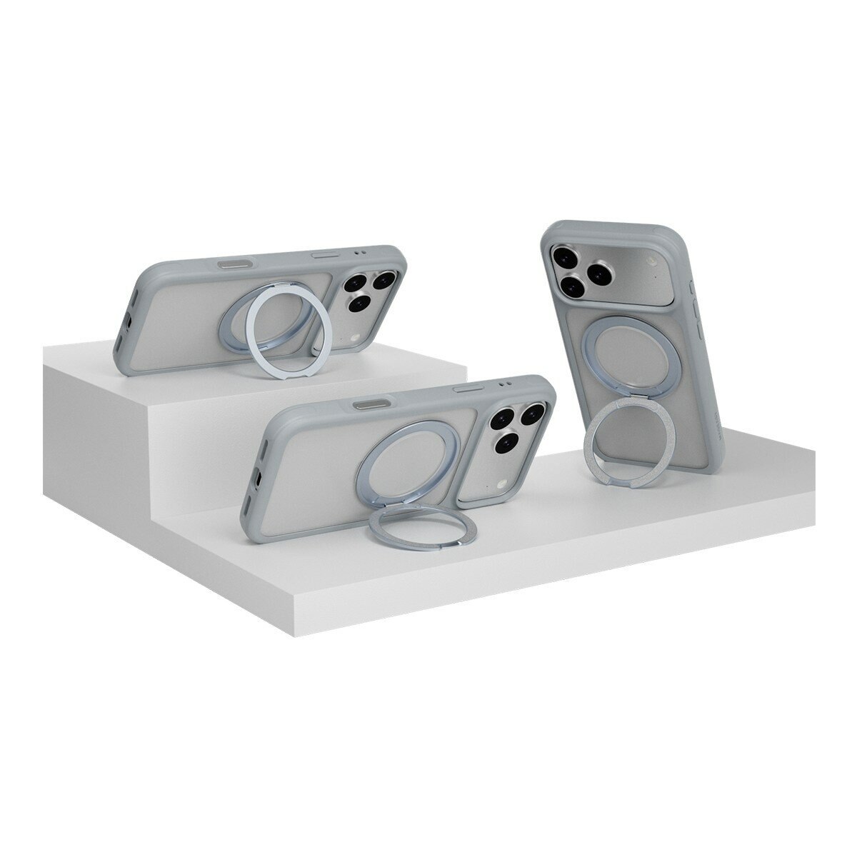 MAGEASY MagStand 360 M 磁吸旋轉支架防摔手機殼 iPhone 17 Pro Max(迷霧) + 鏡頭保護貼Lenz(炫彩) + Vetro 9H 鋼化玻璃保護膜