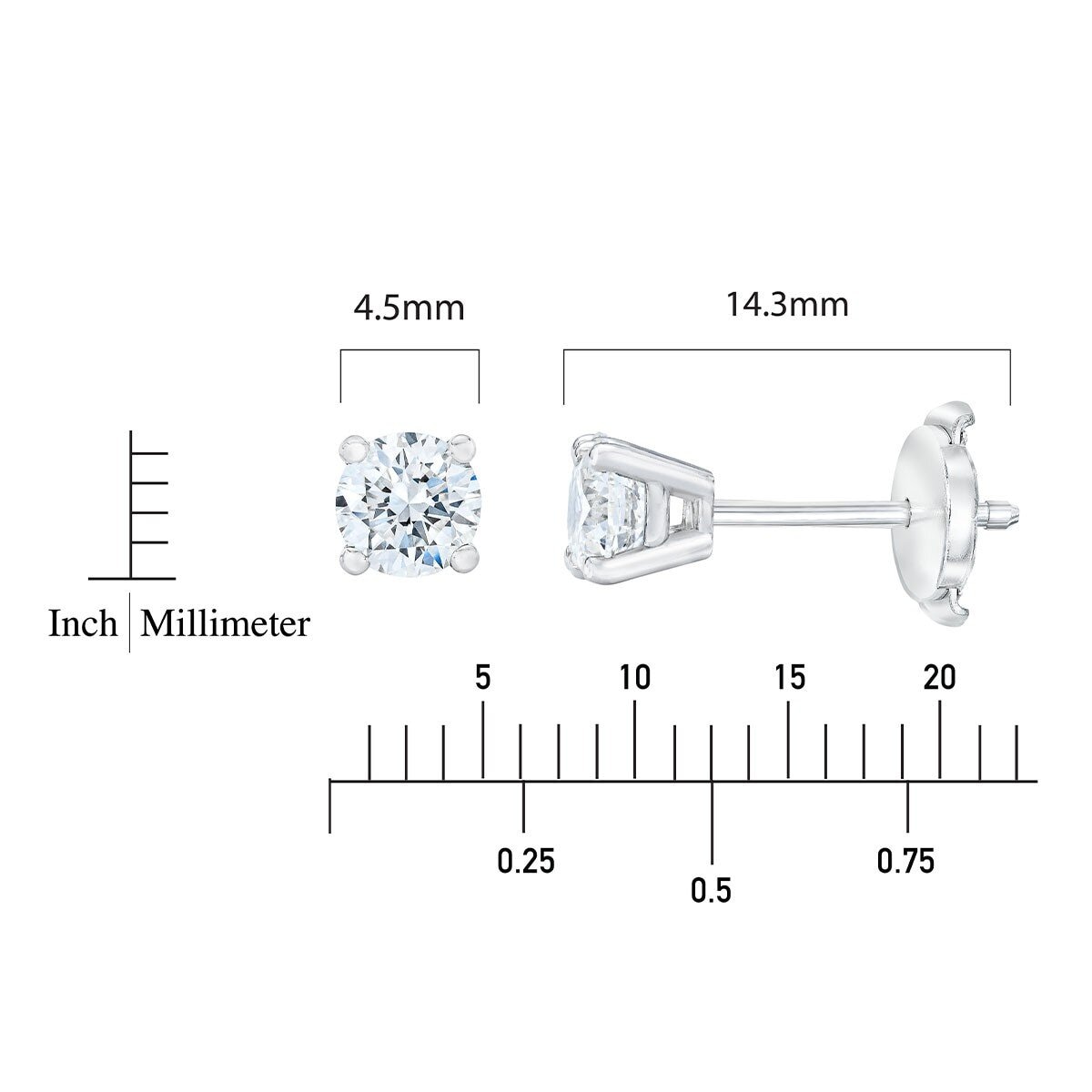 0.8克拉 18K白K金 圓形鑽石耳環 VS2/I