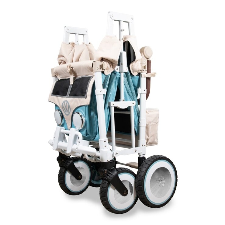 Wonderfold VW2 福斯聯名款雙人座推車 附防水地墊及折疊購物籃 邦迪藍