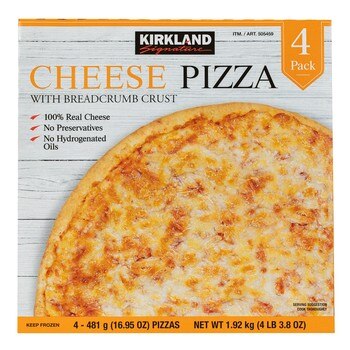 Kirkland Signature 科克蘭 冷凍起司比薩 481公克 X 4入/組 Kirkland Signature 科克蘭 冷凍起司比薩 481公克 X 4入/組
