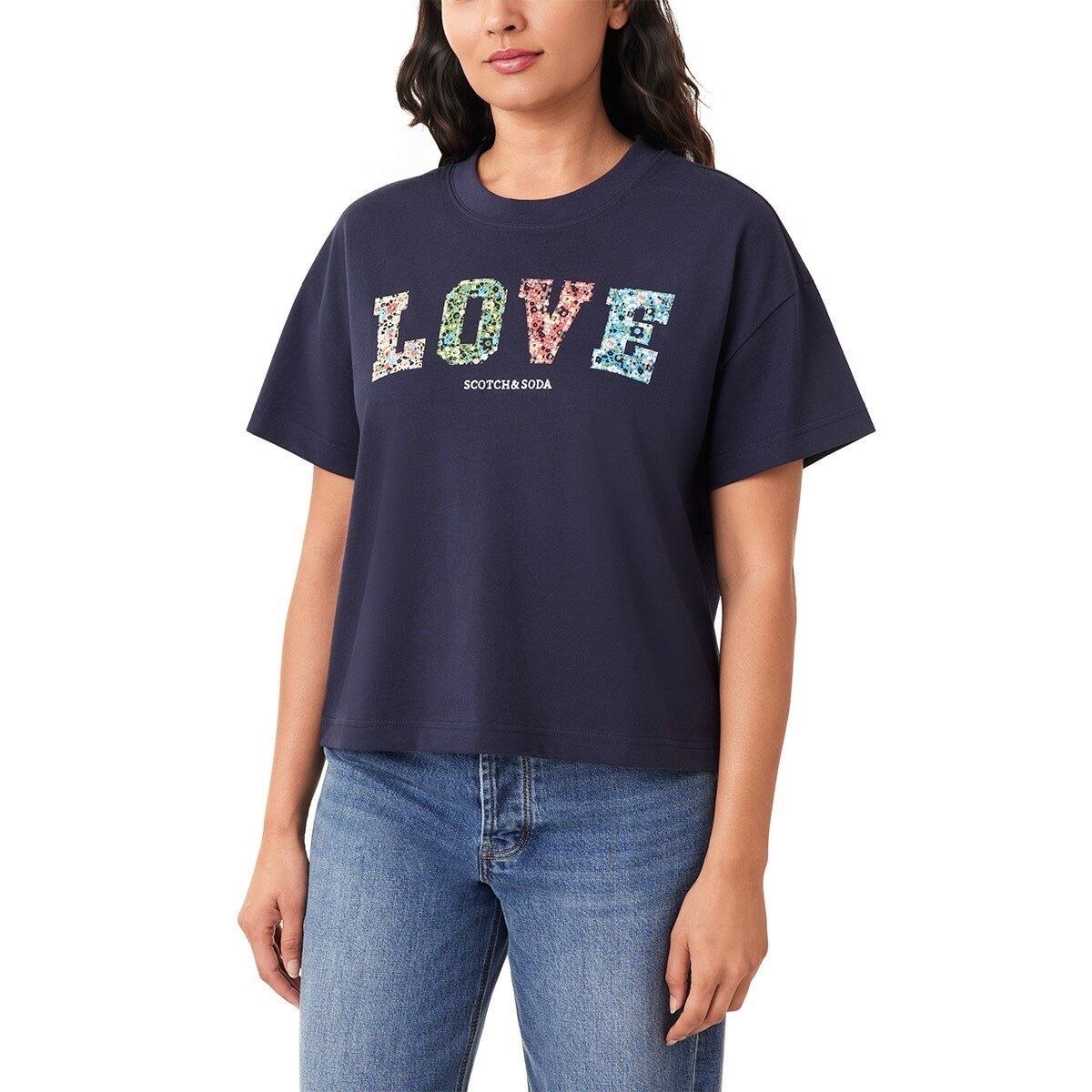 Scotch & Soda 女圓領短袖上衣 深藍