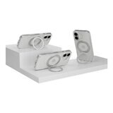 MAGEASY MagStand 360 M 磁吸旋轉支架防摔手機殼 iPhone 17 (透明) + 鏡頭保護貼Lenz(鼠尾草) + Vetro 9H 鋼化玻璃保護膜