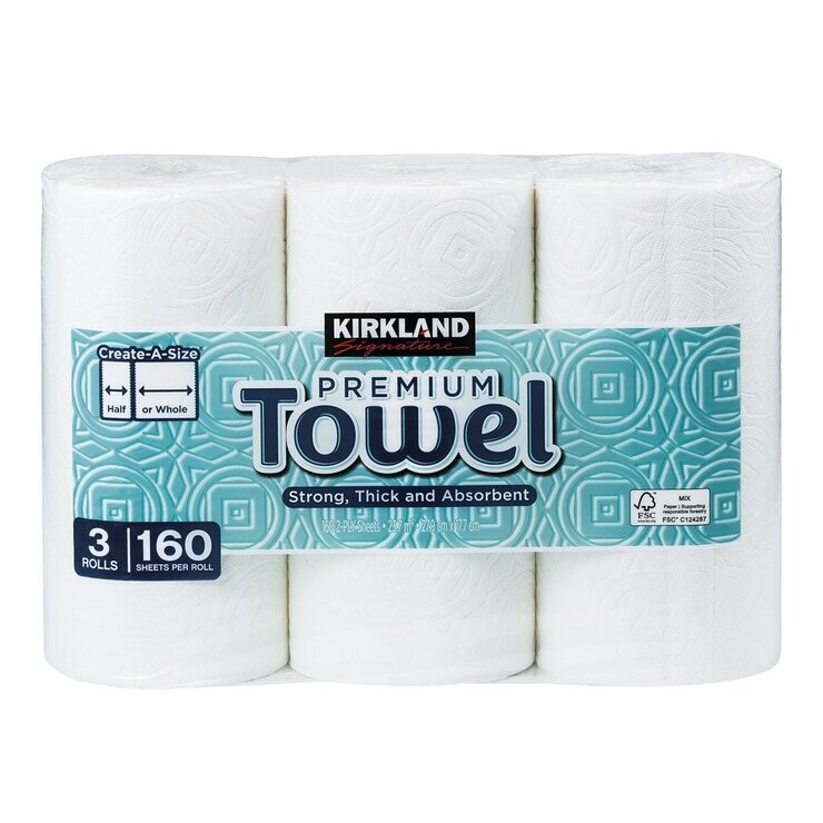 科克蘭 兩層隨意撕特級廚房紙巾 160張 X 12捲