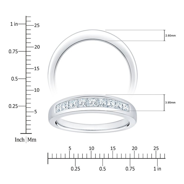 0.5克拉 18K白K金 方形鑽石戒指 VS2/I
