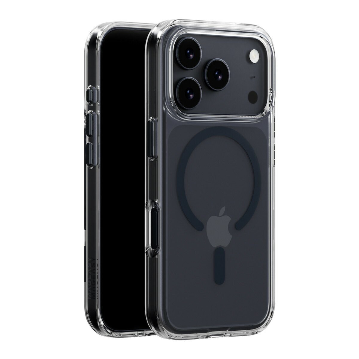 MAGEASY Bright M 不發黃軍規磁吸透明殼 iPhone 17 Pro(午夜磁圈) + 鏡頭保護貼Lenz(午夜) + Vetro 9H 鋼化玻璃保護膜