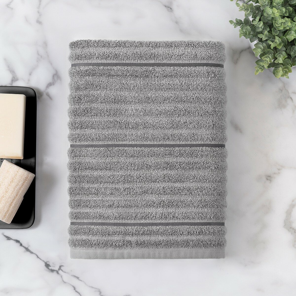 Welhome 波紋純棉浴巾 76公分 X 147公分 灰