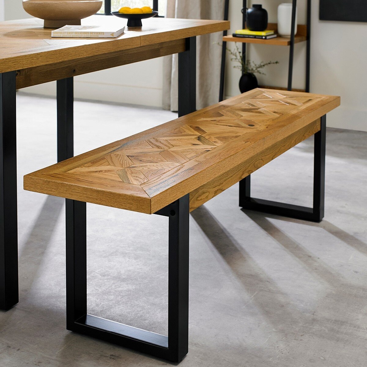 Bentley Designs Indus Rustic 橡木 餐桌椅四件組