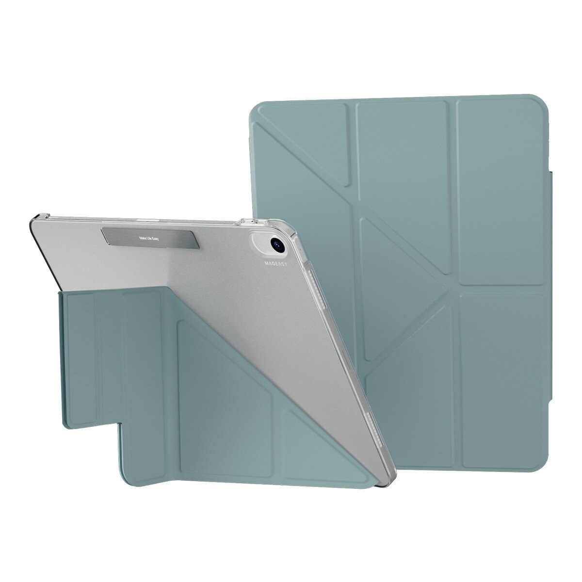 MAGEASY Facet 全方位支架透明背蓋保護套 適用於 2024 iPad Air 13吋 2025 M3 / 2024 M2 寧靜藍