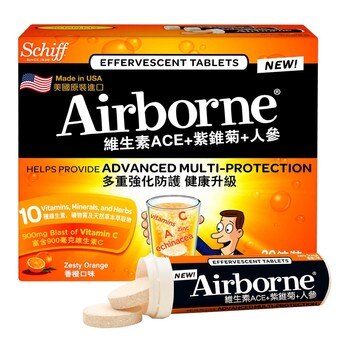 Schiff Airborne 維生素A+C+E+紫錐菊+人參發泡錠(香橙口味) 30錠 Schiff Airborne 維生素A+C+E+紫錐菊+人參發泡錠(香橙口味) 30錠