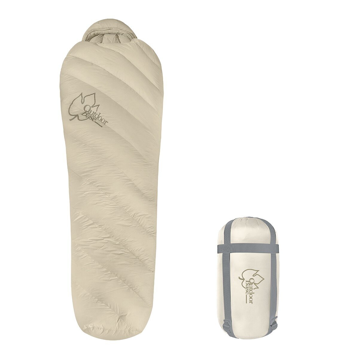 OutdoorBase 600FP 成人羽絨睡袋 卡其色 左拉鍊