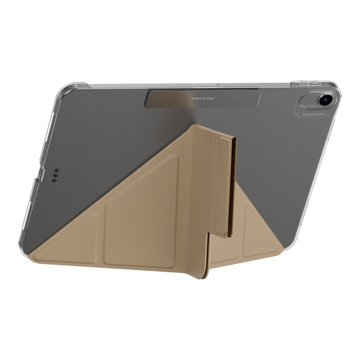 MAGEASY Facet 全方位支架透明背蓋保護套 適用於 2024 iPad Air 11吋 2025 M3 / 2024 M2 奶茶色