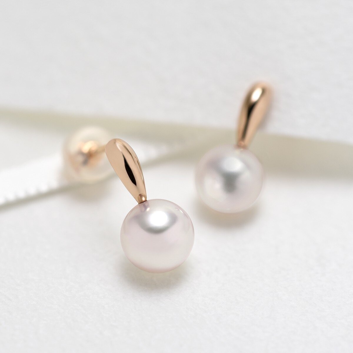 Tokyo Pearl 18K玫瑰K金 7.0公釐 - 7.5公釐 Akoya 珍珠耳環