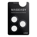 MAGEASY Bright M 不發黃軍規磁吸透明殼 iPhone 17 Pro(白磁圈) + 鏡頭保護貼Lenz(午夜) + Vetro 9H 鋼化玻璃保護膜