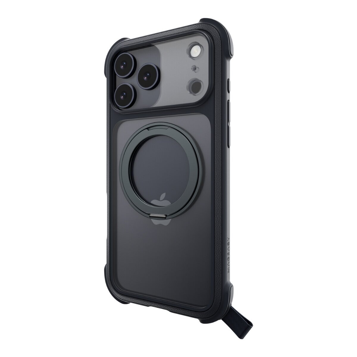 MAGEASY Odyssey Stand M 超軍規防摔磁吸支架手機殼 iPhone 17 Pro Max(皮革午夜) + 鏡頭保護貼Lenz 鈦合金(午夜鈦) + Vetro 9H 鋼化玻璃保護膜