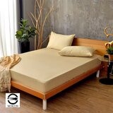 La Belle 單人 200織純棉素色床包枕套 3件組 105公分 X 186公分 金