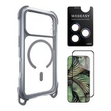 MAGEASY Odyssey Strap M 超軍規防摔掛繩手機殼 iPhone 17 Pro(迷霧/高冷灰) + 鏡頭保護貼Lenz(炫彩) + Vetro 9H 鋼化玻璃保護膜