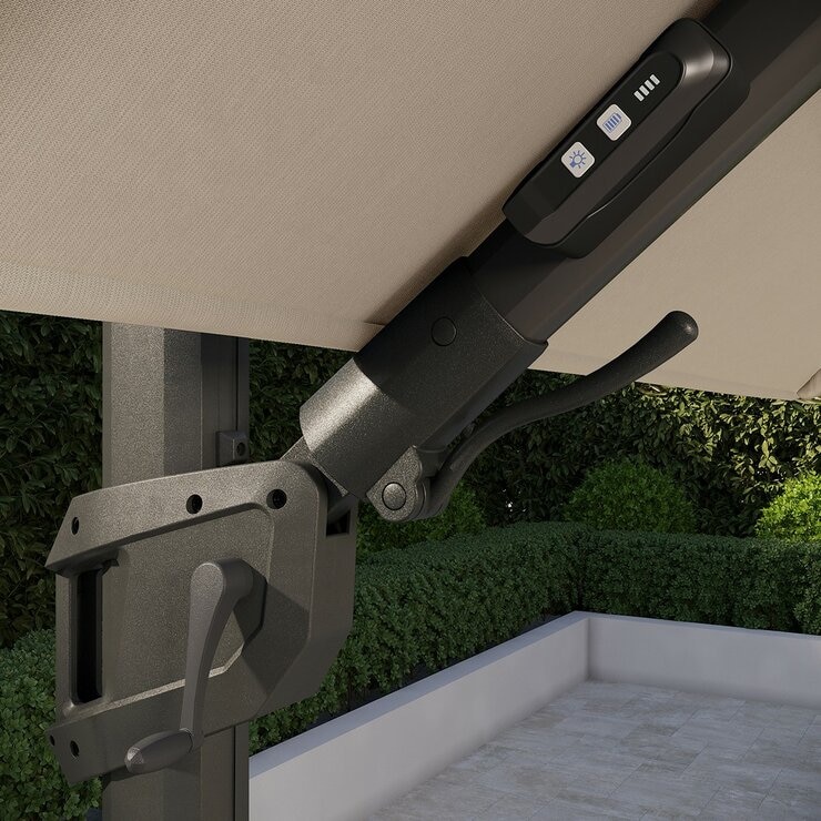 ATLeisure 10 呎戶外方形遮陽傘 附傘座 米色