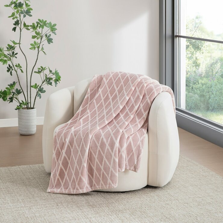 Casual Living 印花柔軟舒適毛毯 152公分 X 177公分 粉