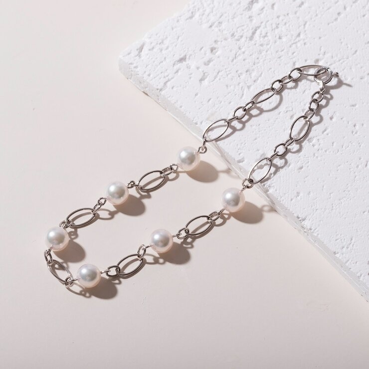 Tokyo Pearl 18K白K金 5.5公釐 - 6.0公釐 Akoya 珍珠手環