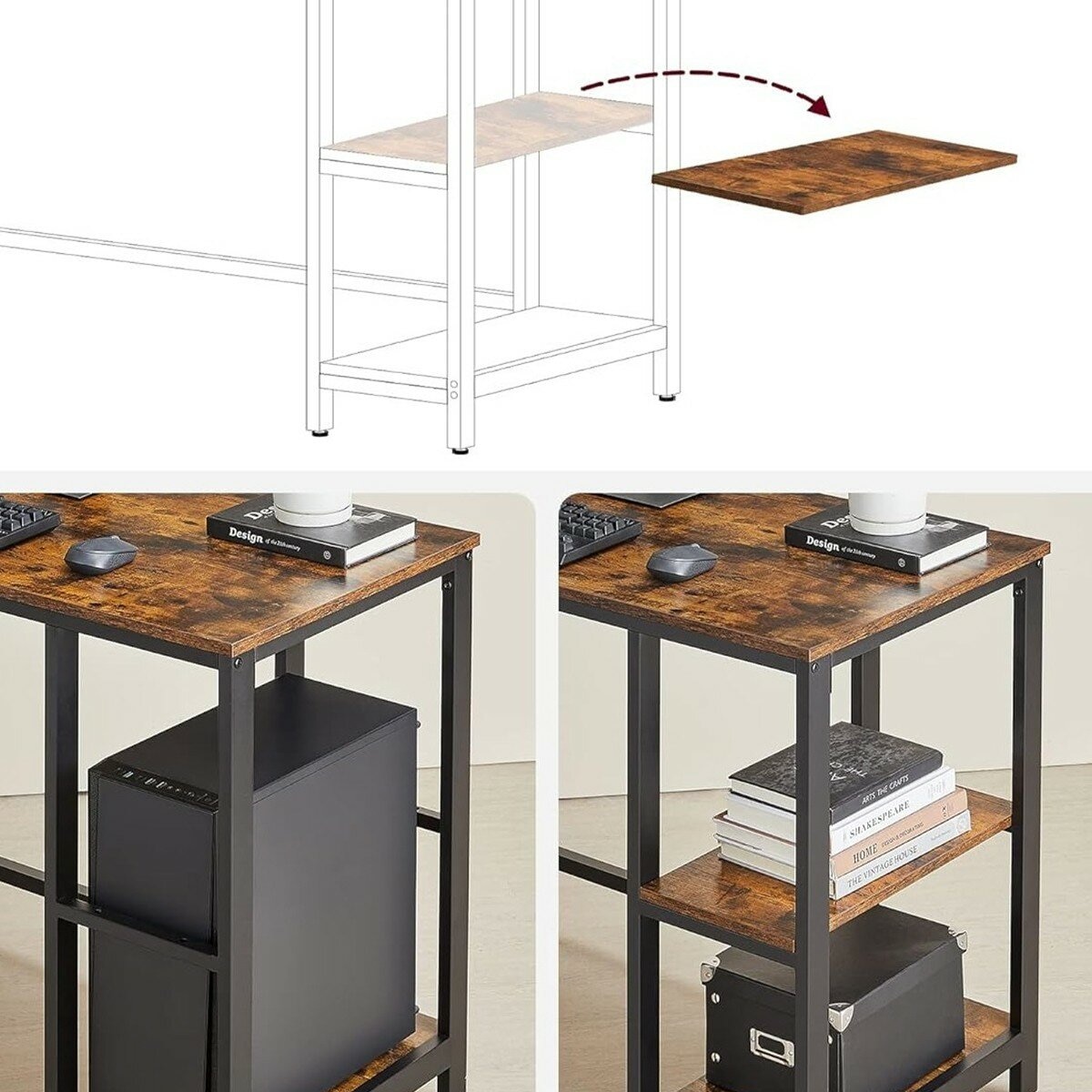 VASAGLE 工業風二層收納 L型電腦桌 VASAGLE 工業風二層收納 L型電腦桌