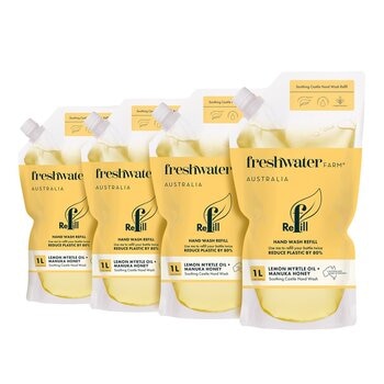 Freshwater Farm 洗手液補充包 1公升 X 4入 檸檬香桃木精油 + 麥盧卡蜂蜜