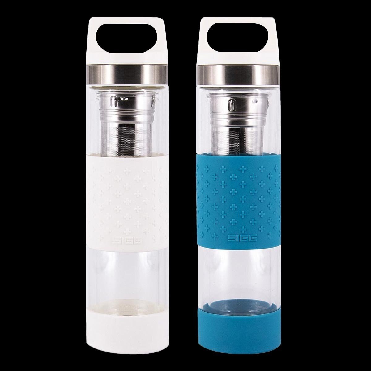 SIGG 雙層玻璃水瓶 400毫升 X 2件組 白 + 藍