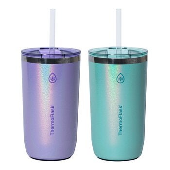 ThermoFlask 不鏽鋼保冷保溫馬克杯 含吸管 474毫升 X 2件組 ThermoFlask 不鏽鋼保冷保溫馬克杯 含吸管 474毫升 X 2件組