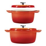Tramontina 雙耳圓形鑄鐵鍋 含鋼頭鍋蓋 X 4件組 橘