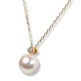 Tokyo Pearl 18K黃K金 8.0公釐 - 8.5公釐 Akoya 珍珠鑽石項鍊